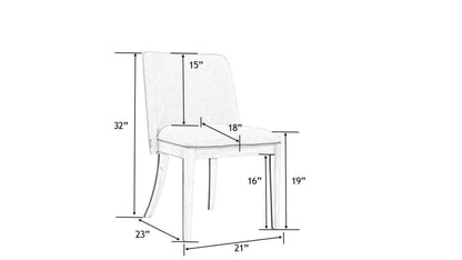 Dimension diagram of Surya Brooke Dining Chair with measurements of height, width, and depth.