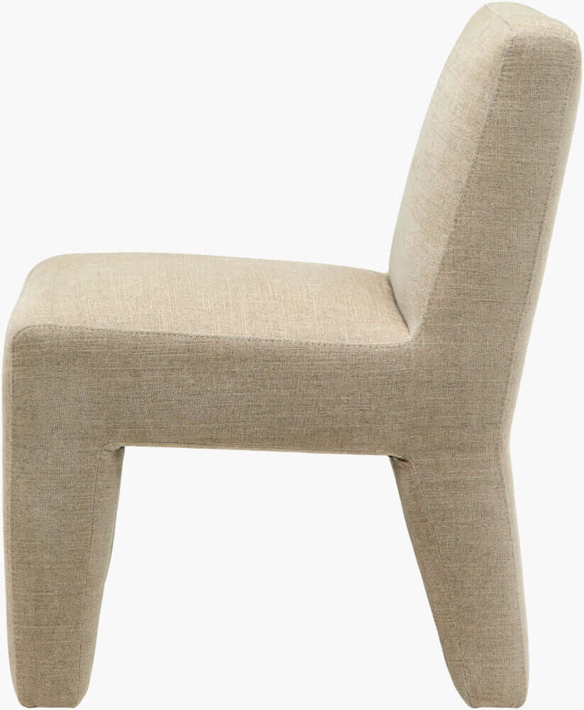 Side view of the Ginny Dining Chair by Surya in taupe upholstery.