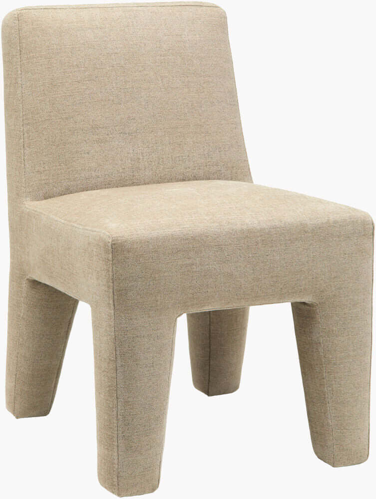 Front angled view of the Ginny Dining Chair showcasing its sleek taupe design.