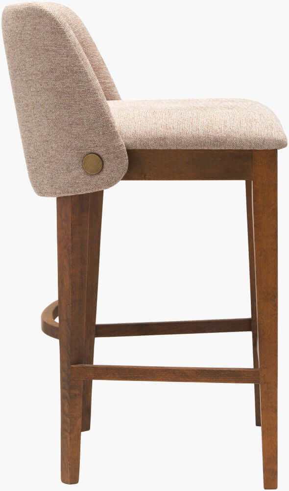 Side view of Surya Brooke Counter Stool showcasing modern design and solid construction.