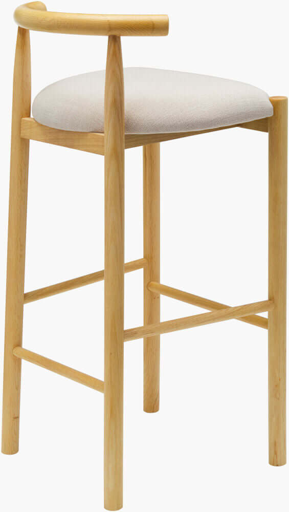 Back view of the Callum Upholstered Bar Stool by Surya, showcasing its minimalist design and comfortable upholstery.