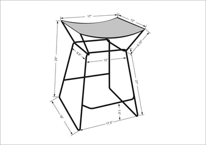 Technical drawing of the Celerio counter stool with dimensions for reference.