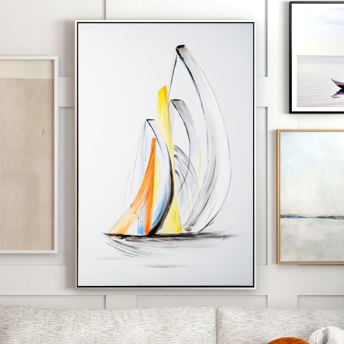 GILD Schooner Winds II, Hand Painted Framed Canvas