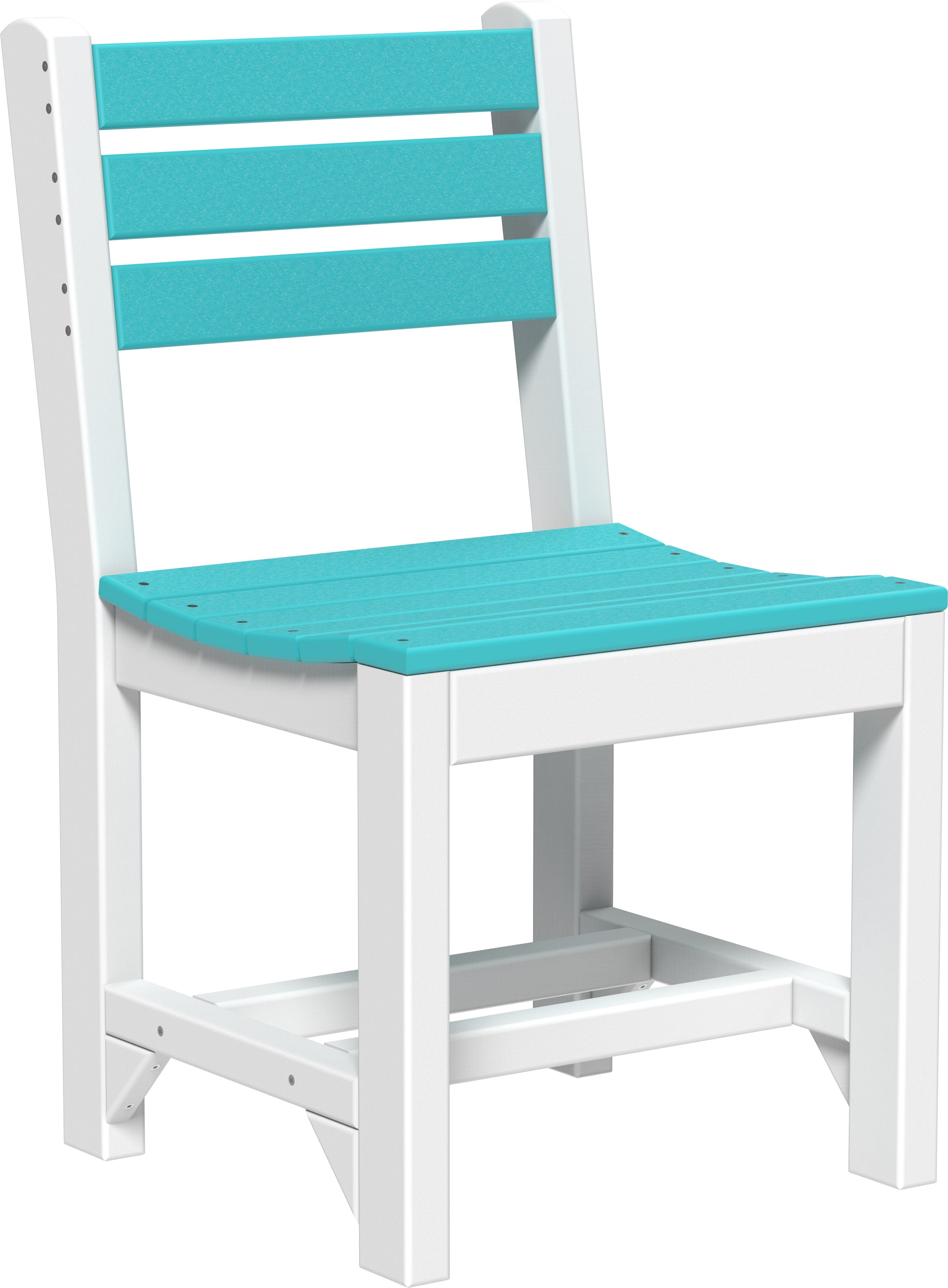 Poly Island Dining Chair in Aruba Blue & White with a vibrant color combination and ergonomic low-back design.