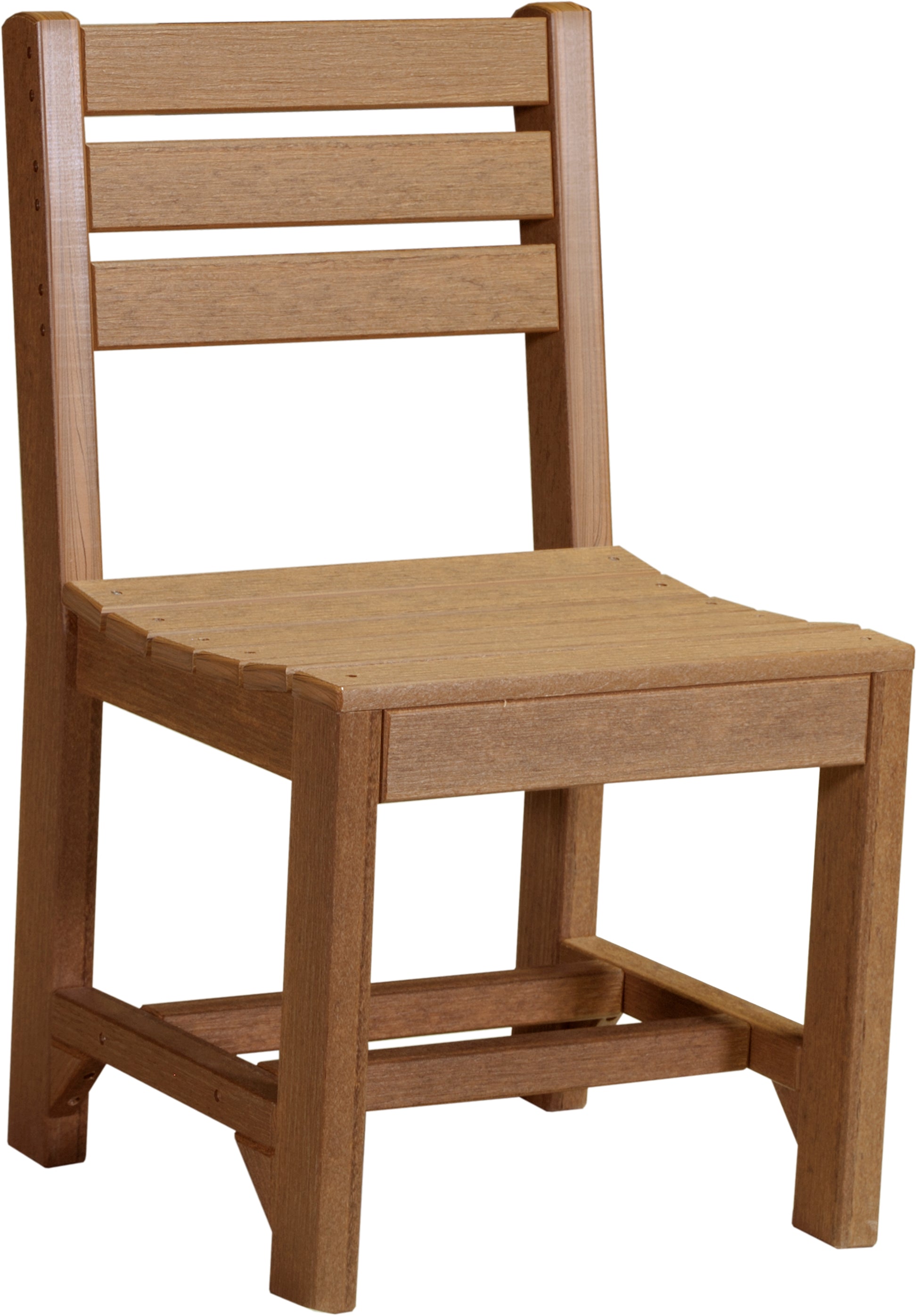 LuxCraft Island Side Chair in Antique Mahogany finish, featuring a sturdy poly lumber appearance with horizontal slats.