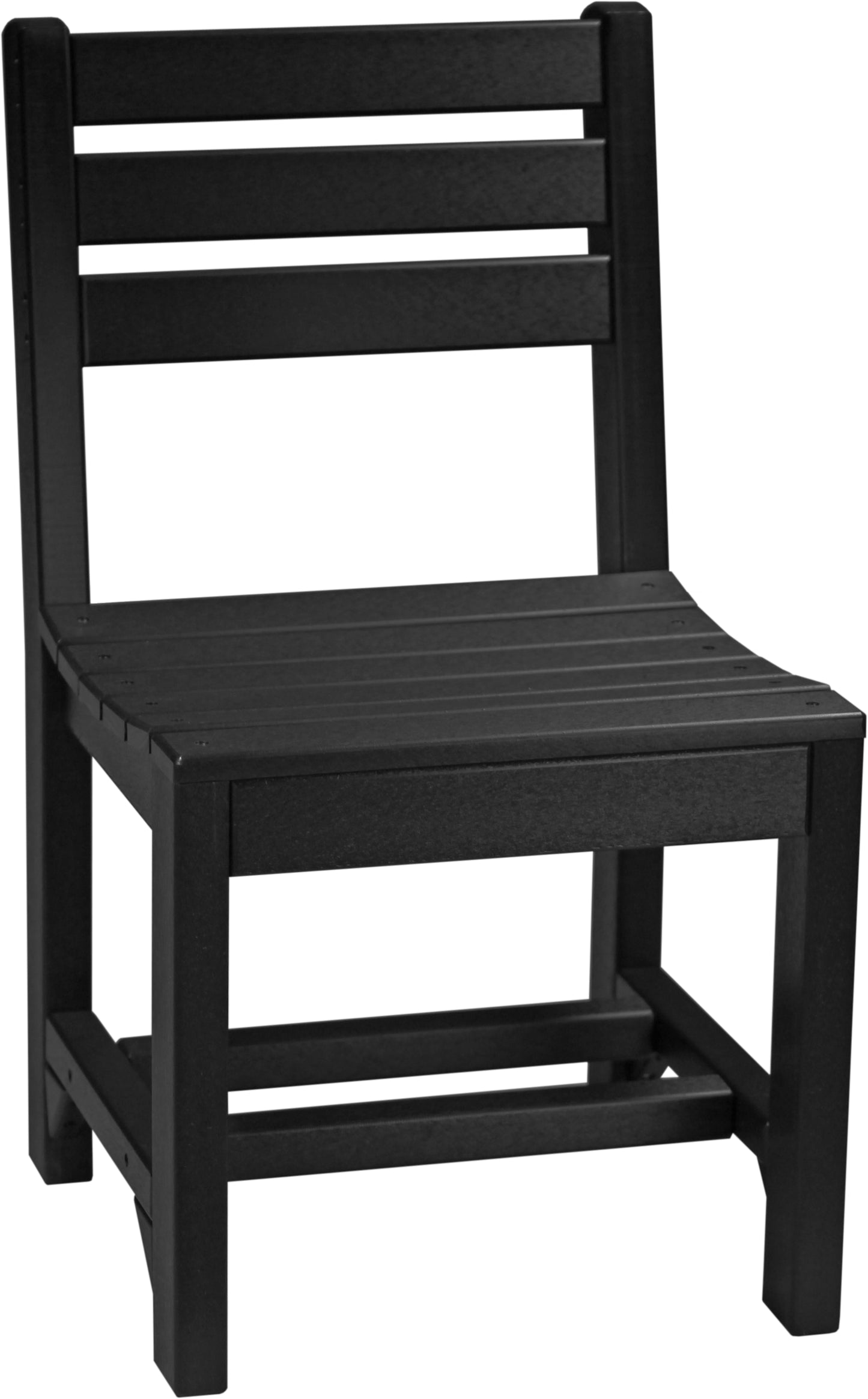 Poly Island Dining Chair in Black, offering a sleek and modern look with weather-resistant polywood material.