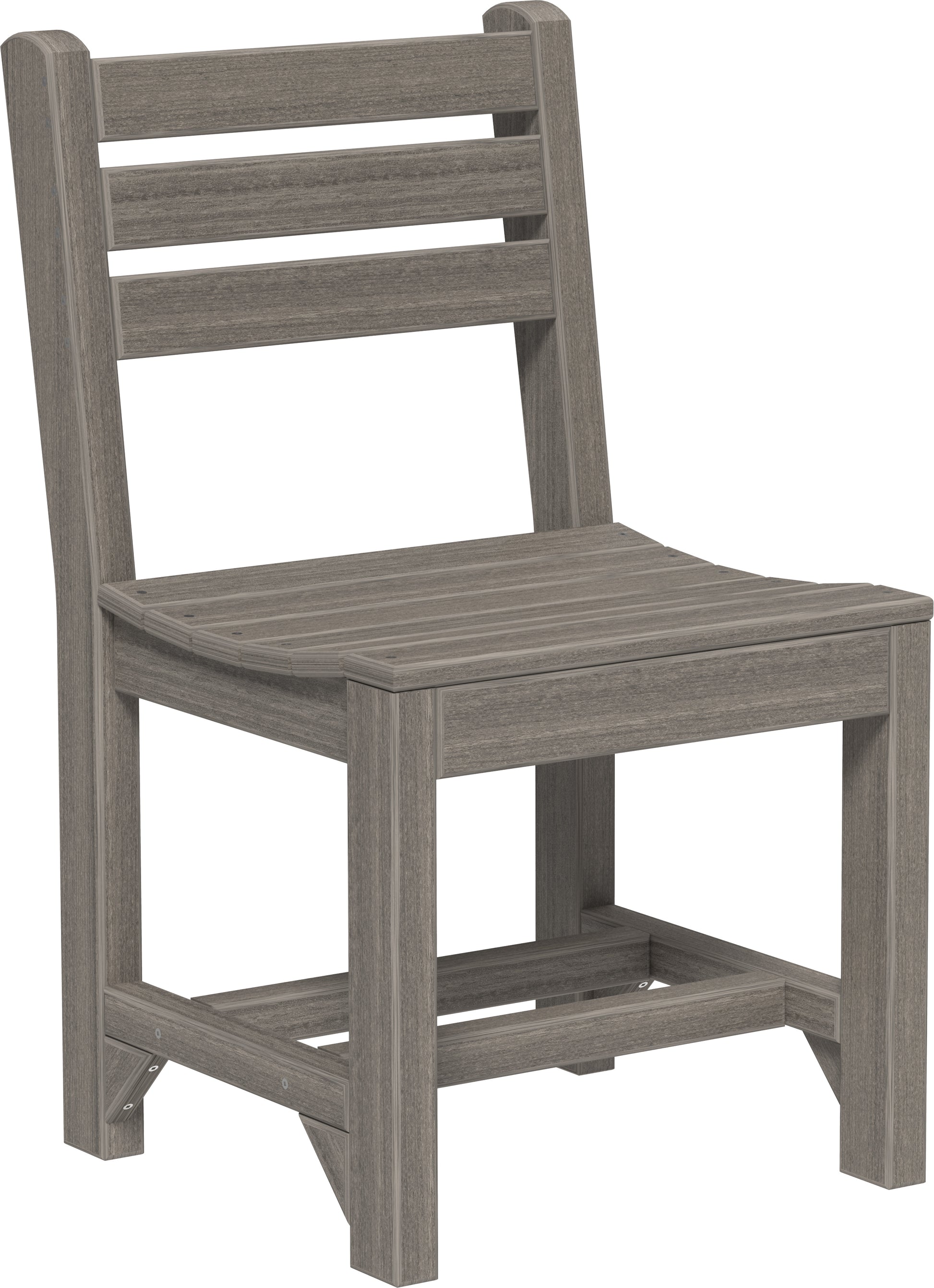 Poly Island Dining Chair in Coastal Gray with straight edge, low-back design, and weather-resistant polywood construction.