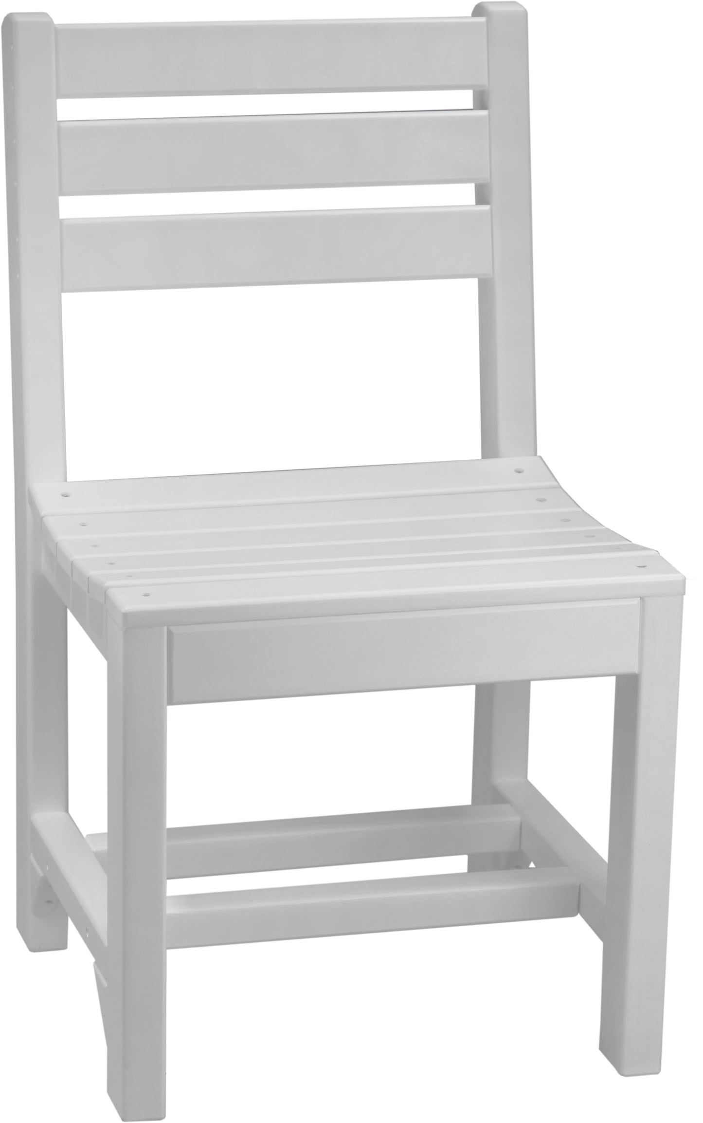 White Poly Island Dining Chair with a straight edge and low-back design, made from weather-resistant polywood.