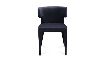 Front view of the Jennaya Black Dining Chair showcasing its sophisticated hourglass silhouette.