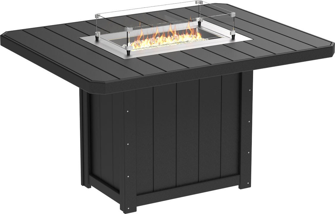 Elegant black finish of the Lumin 62" Rectangular Fire Table, ideal for contemporary outdoor spaces.