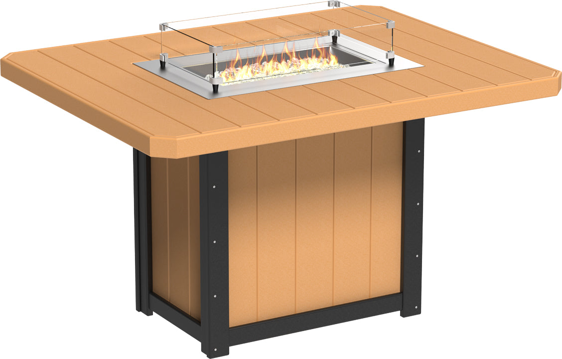 Rich Cedar & Black hue of the Lumin 62" Fire Table, designed for stylish patio settings.