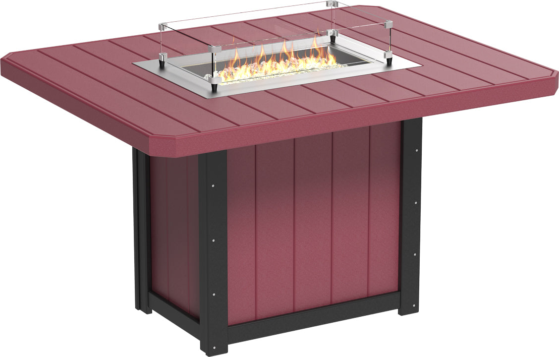 Chic Cherrywood & Black Lumin 62" Fire Table, a centerpiece that blends with natural outdoor elements.