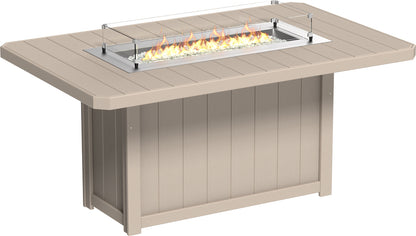 Weatherwood Lumin Rectangular Counter Fire Table 79", offering durability and charm for any outdoor decor.