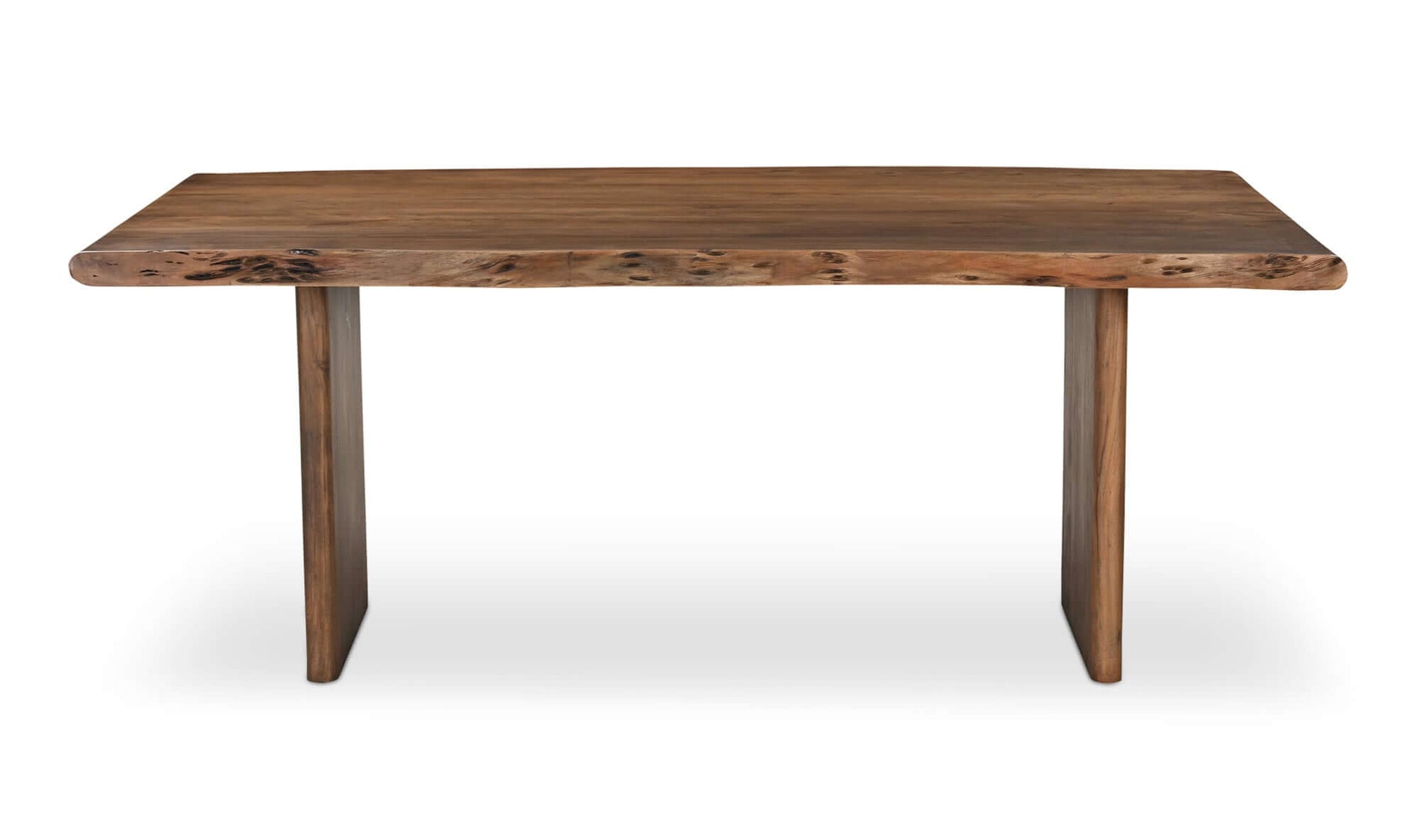 Front view of the Lila Small Dining Table Brown featuring a beautiful wooden live edge design.