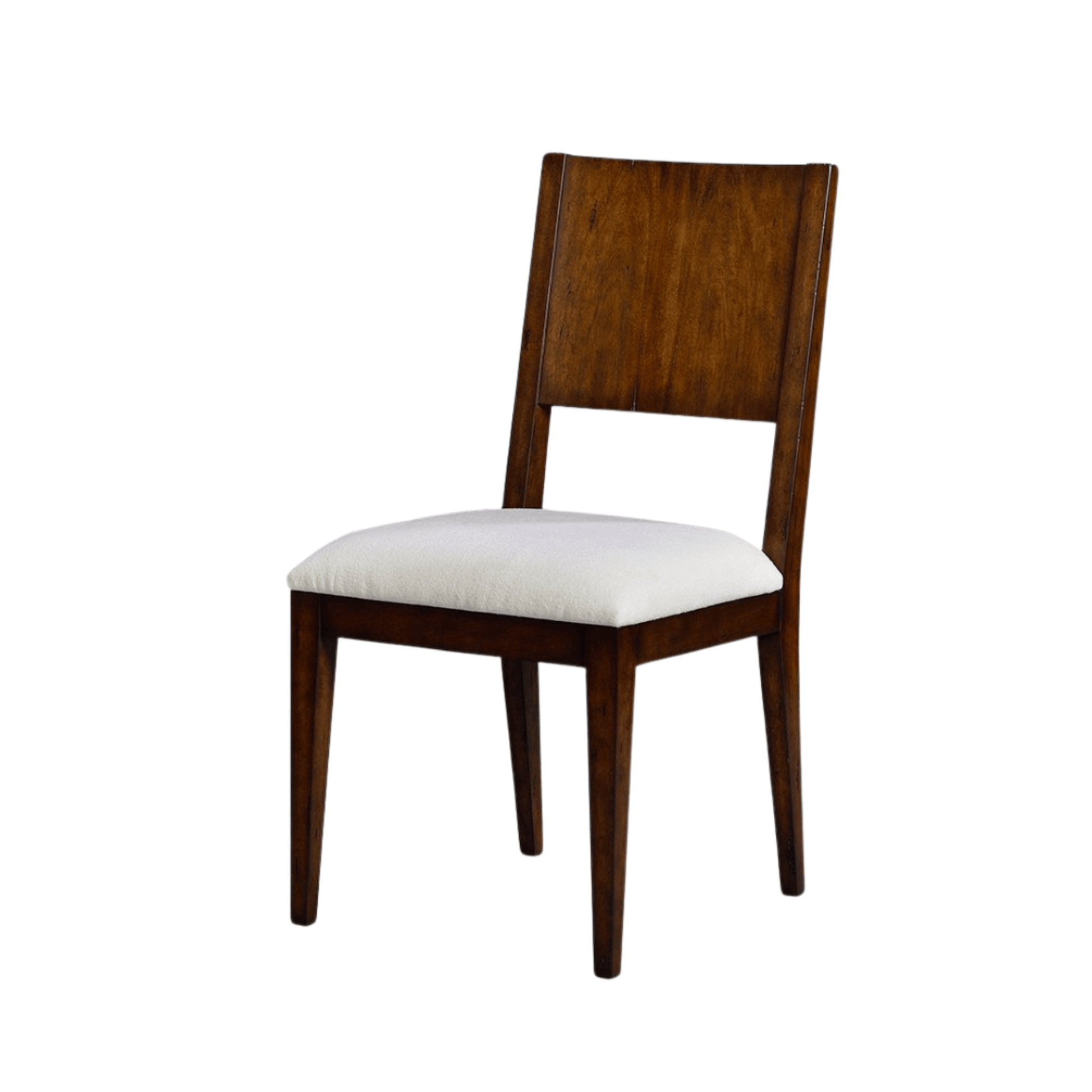 Full view of the Diamond I Dining Chair in a ghost finish, featuring a diamond-patterned backrest and a comfortable upholstered seat."