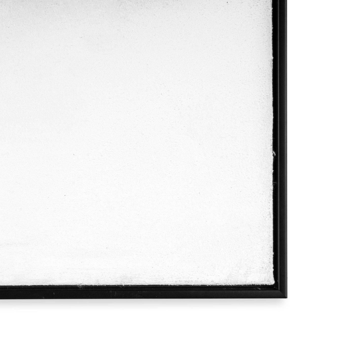 Minimalist white canvas with a smooth texture and a slim black frame.