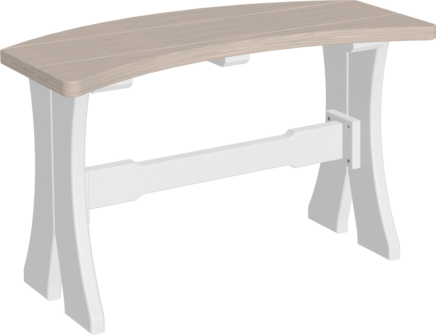 Elegant Birchwood & White LuxCraft 28-inch Table Bench, ideal for stylish, comfortable outdoor seating.