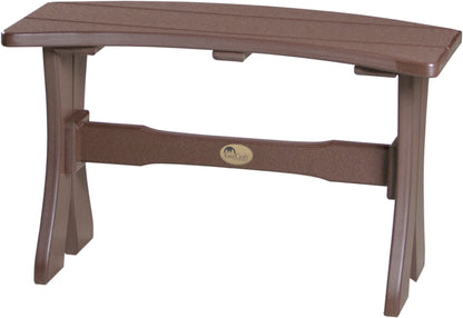 Warm Chestnut Brown LuxCraft 28-inch Table Bench, inviting and sturdy for round outdoor dining tables.