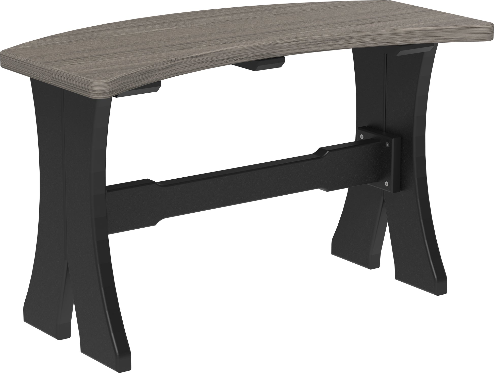 Chic Coastal Gray & Black LuxCraft 28-inch Table Bench, blending contemporary style with outdoor functionality.