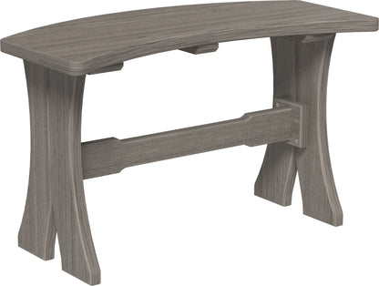 LuxCraft 28-inch Table Bench in Coastal Gray, offering a sleek, modern touch to outdoor dining areas.