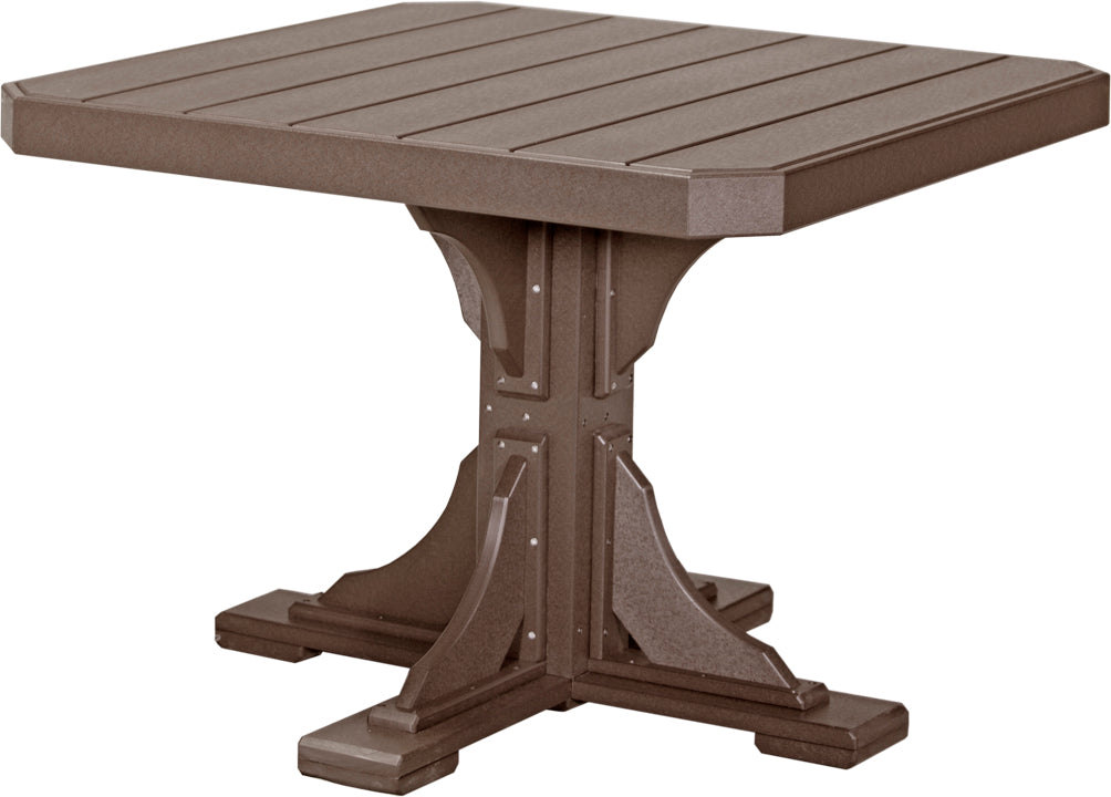 Poly 41" Square Dining Table in Chestnut Brown, perfect for outdoor dining