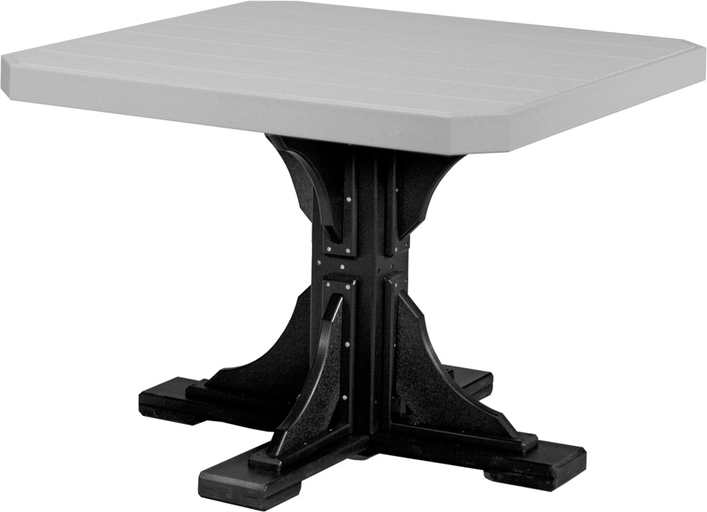 Poly 41" Square Dining Table in Dove Gray and Black, modern design with high-density poly lumber for weather resistance