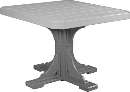 Poly 41" Square Dining Table in Dove Gray and Slate, crafted for longevity and durability against harsh outdoor conditions