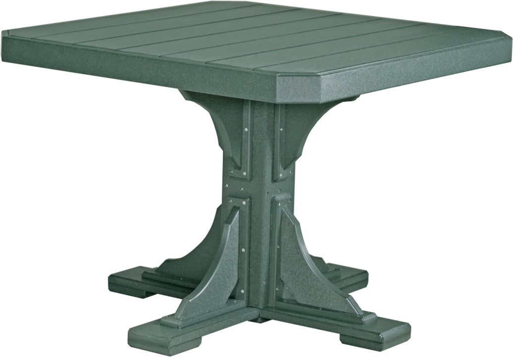 Poly 41" Square Dining Table in Green, eco-friendly material, ideal for sustainable garden settings