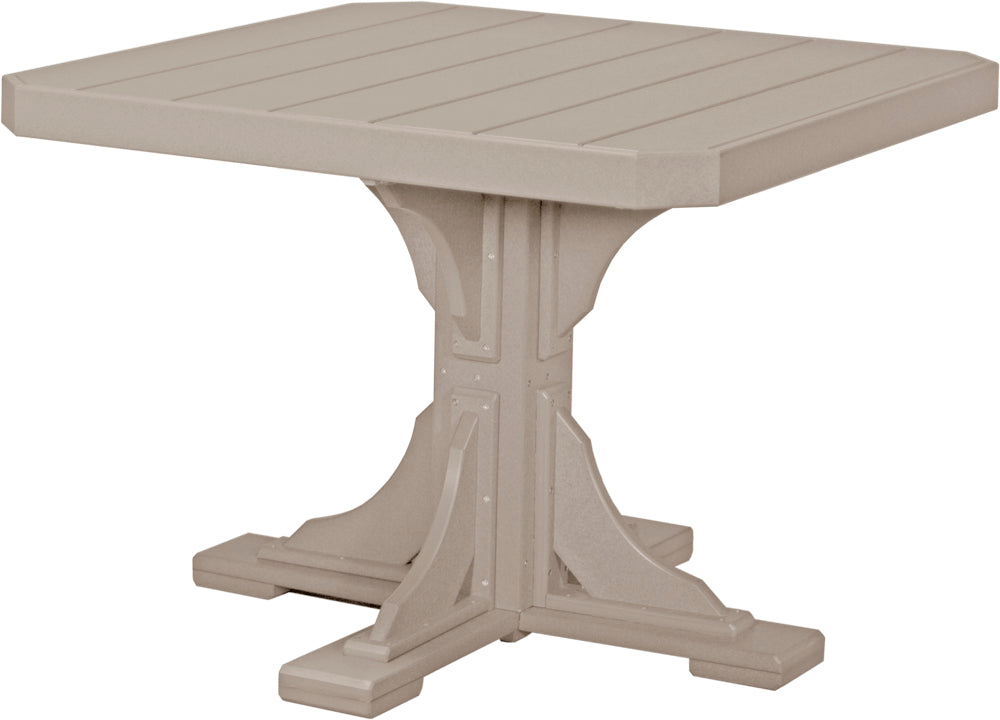 Poly 41" Square Dining Table in Weatherwood, combining classic aesthetics with robust outdoor durability