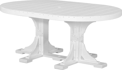 White Poly Wood 4'x6' Outdoor Oval Dining Table, a clean and bright white finish that illuminates any outdoor space with simplicity and elegance.