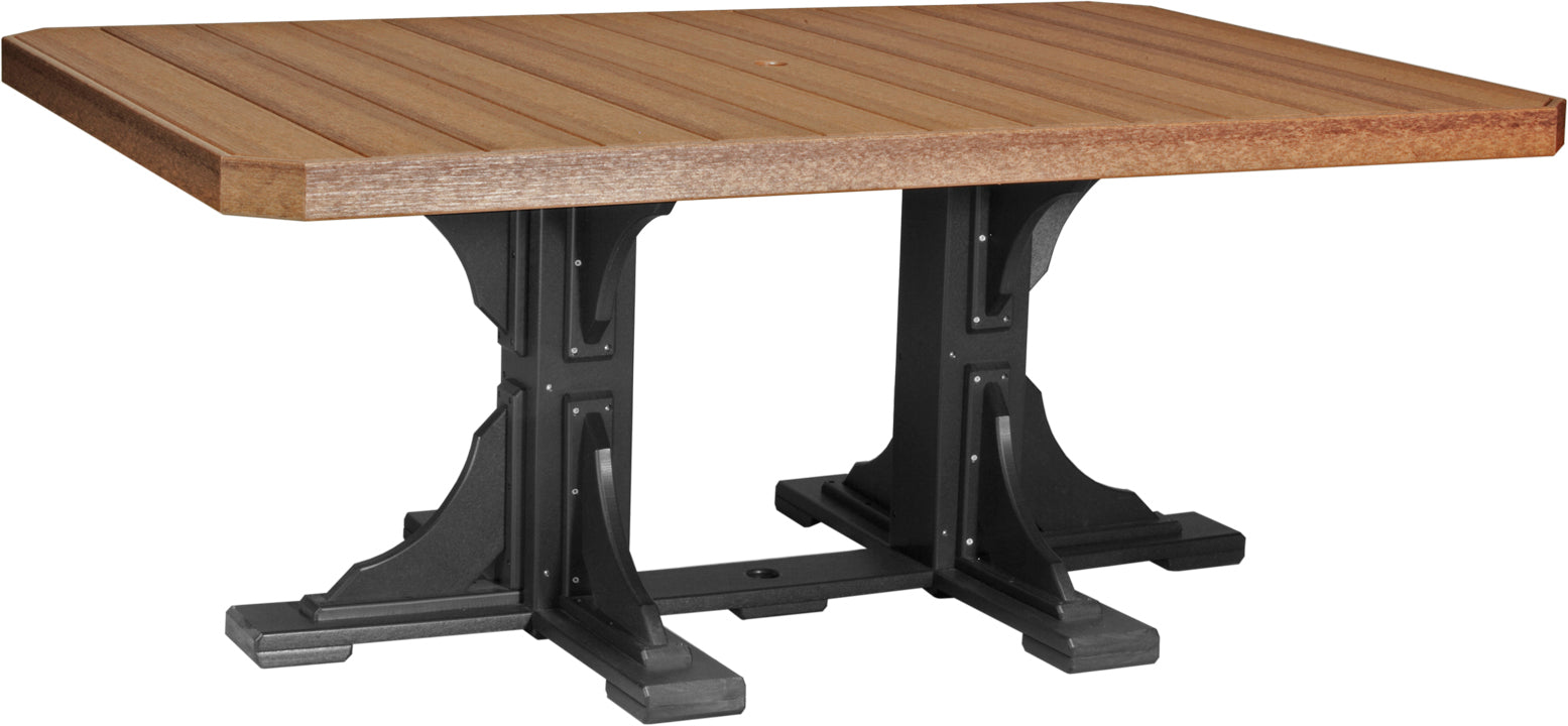 Dual-tone 4' x 6' Rectangular Dining Table featuring Antique Mahogany top and Black legs, highlighting the elegant contrast.