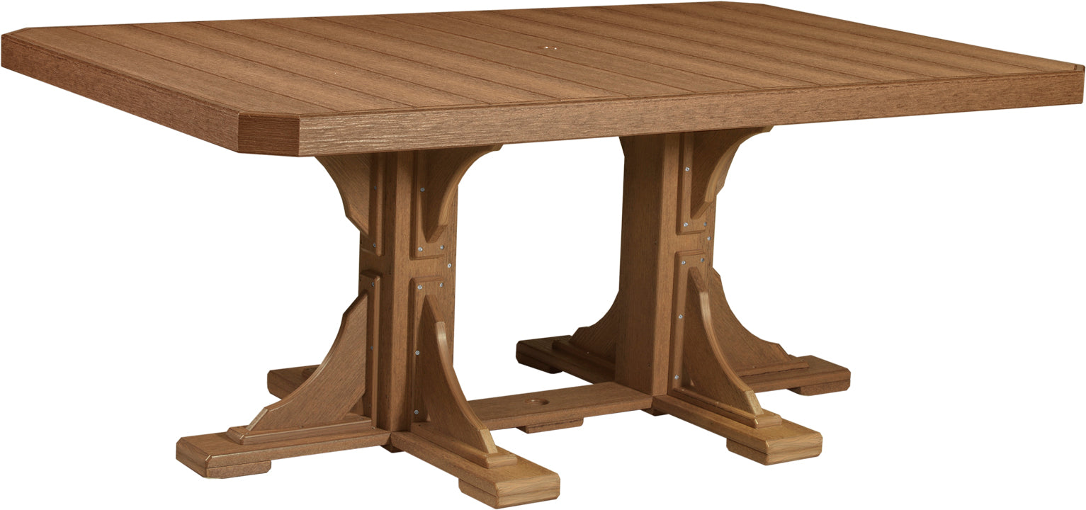 Antique Mahogany 4' x 6' Rectangular Dining Table with rich, deep wood tones, showcased in a natural outdoor setting.