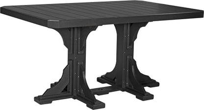 Classic all-black rectangular counter height table, perfect for modern outdoor spaces, crafted from environmentally friendly recycled materials.