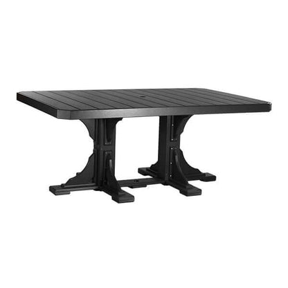 Sophisticated Black Poly Adirondack Rectangular Dining Table, offering a sleek and versatile look that can match any exterior decor, making it a great choice for a variety of outdoor settings.