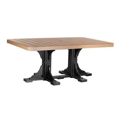 Natural Cedar & Black Poly Adirondack Rectangular Dining Table, featuring a rustic yet refined look with natural cedar hues complemented by black supports, suitable for traditional or rustic outdoor environments.