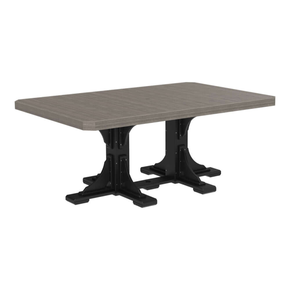 Stylish Coastal Gray & Black Poly Adirondack Rectangular Dining Table, featuring a modern two-tone design that provides a striking contrast, ideal for modern landscapes