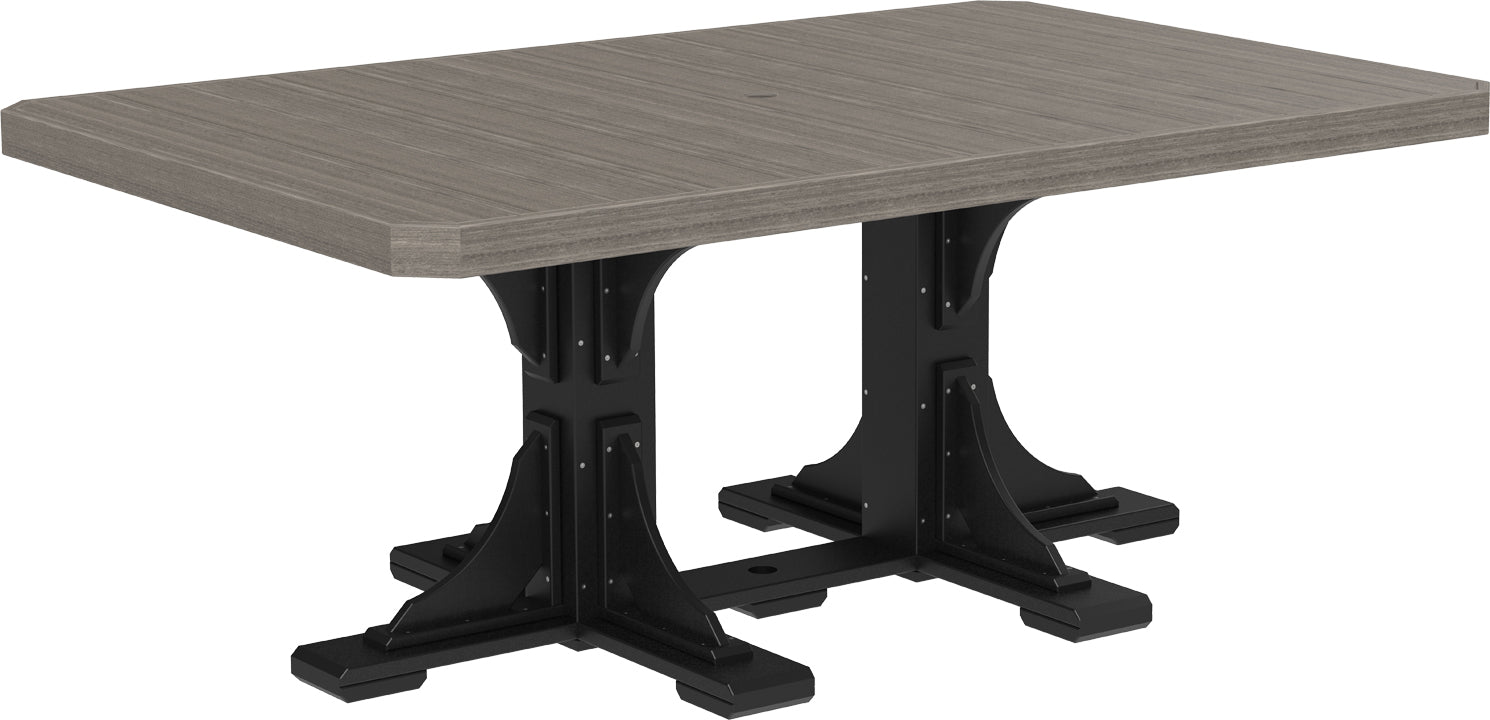 Sophisticated Coastal Gray & Black 4' x 6' Rectangular Dining Table, perfect for contemporary outdoor spaces.