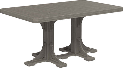 Neutral coastal gray counter height rectangular table, perfect for various outdoor settings, made from over 90% recycled material.