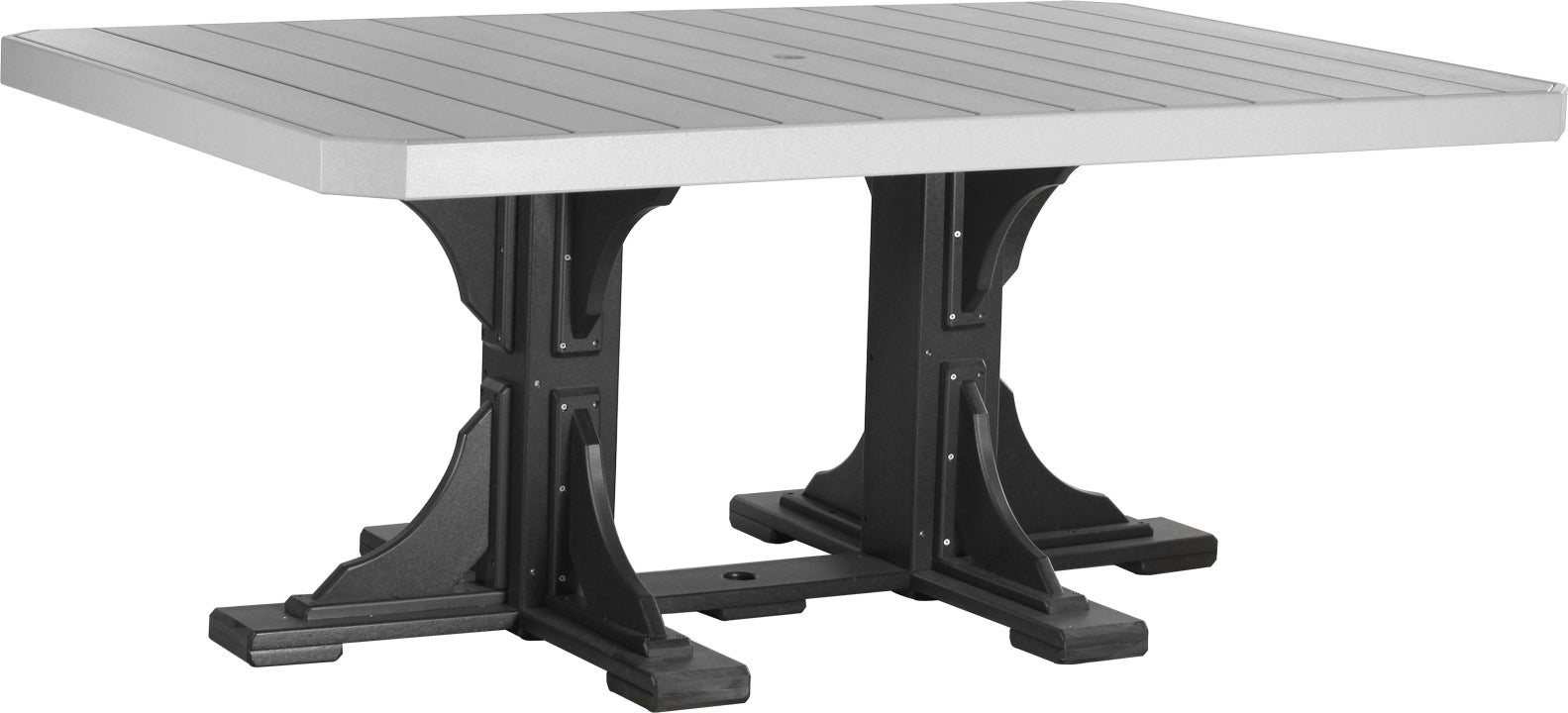 Dove Gray & Black 4' x 6' Rectangular Dining Table, combining soft gray with bold black for a modern look