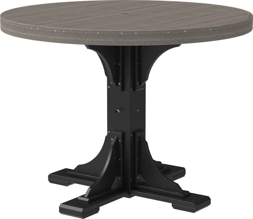 Coastal Gray & Black Poly Counter Round Table, modern look for outdoor meals.