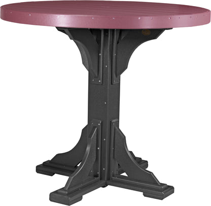 Cherrywood and Black Round Table, a striking contrast that enhances outdoor decor.