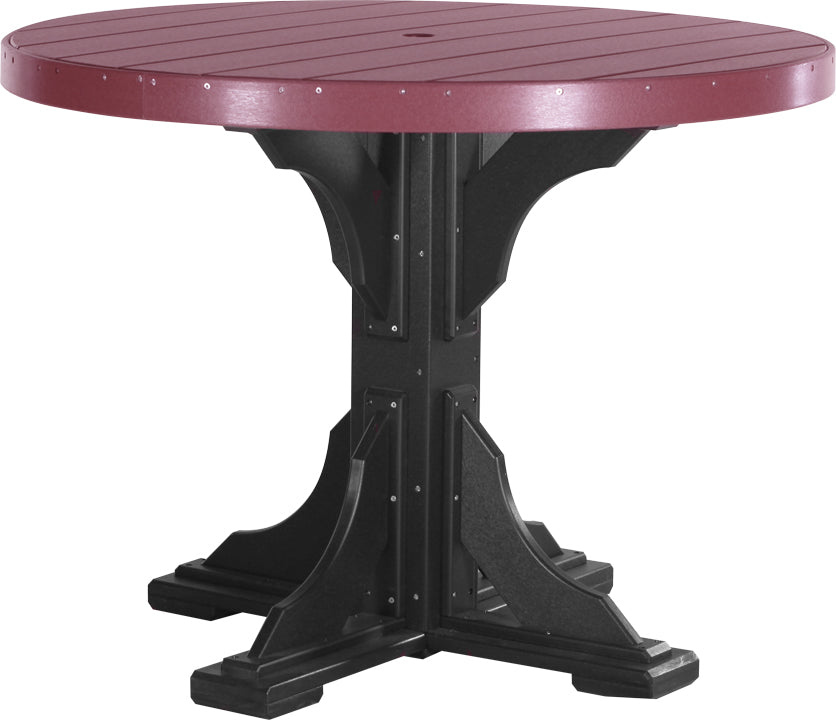 Cherrywood & Black Poly Counter Round Table, striking contrast for outdoor elegance