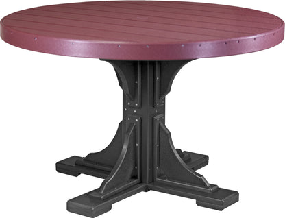 Cherrywood & Black 4' Poly Round Dining Table, striking and durable for communal dining.