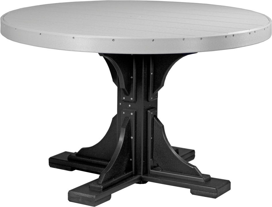 Dove Gray & Black 4' Poly Round Dining Table, neutral and solid for casual meals.