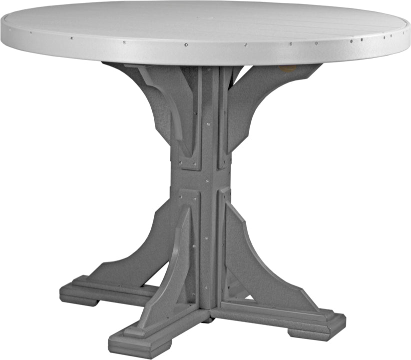 Dove Gray & Slate Poly Counter Round Table, subdued hues for a modern touch.