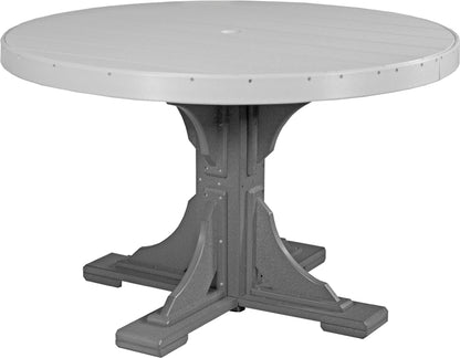 Dove Gray & Slate 4' Poly Round Dining Table, subtle colors for a relaxed dining experience.