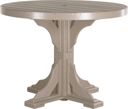 Weatherwood Poly Counter Round Table, timeless appeal for everyday enjoyment.