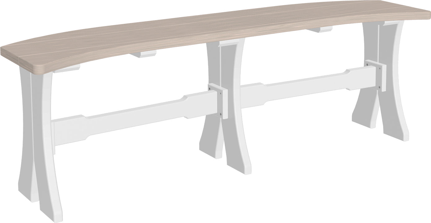 Birchwood & White 52-inch Poly Wood Outdoor Table Bench situated on vibrant green grass, complementing the naturalistic setting with a bright, clean look.