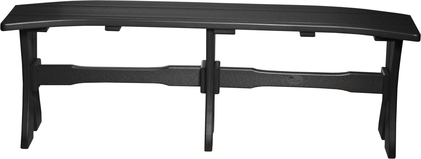 Sleek Black 52-inch Poly Wood Outdoor Table Bench in a contemporary garden setting, providing a modern and stylish seating option amidst lush greenery.