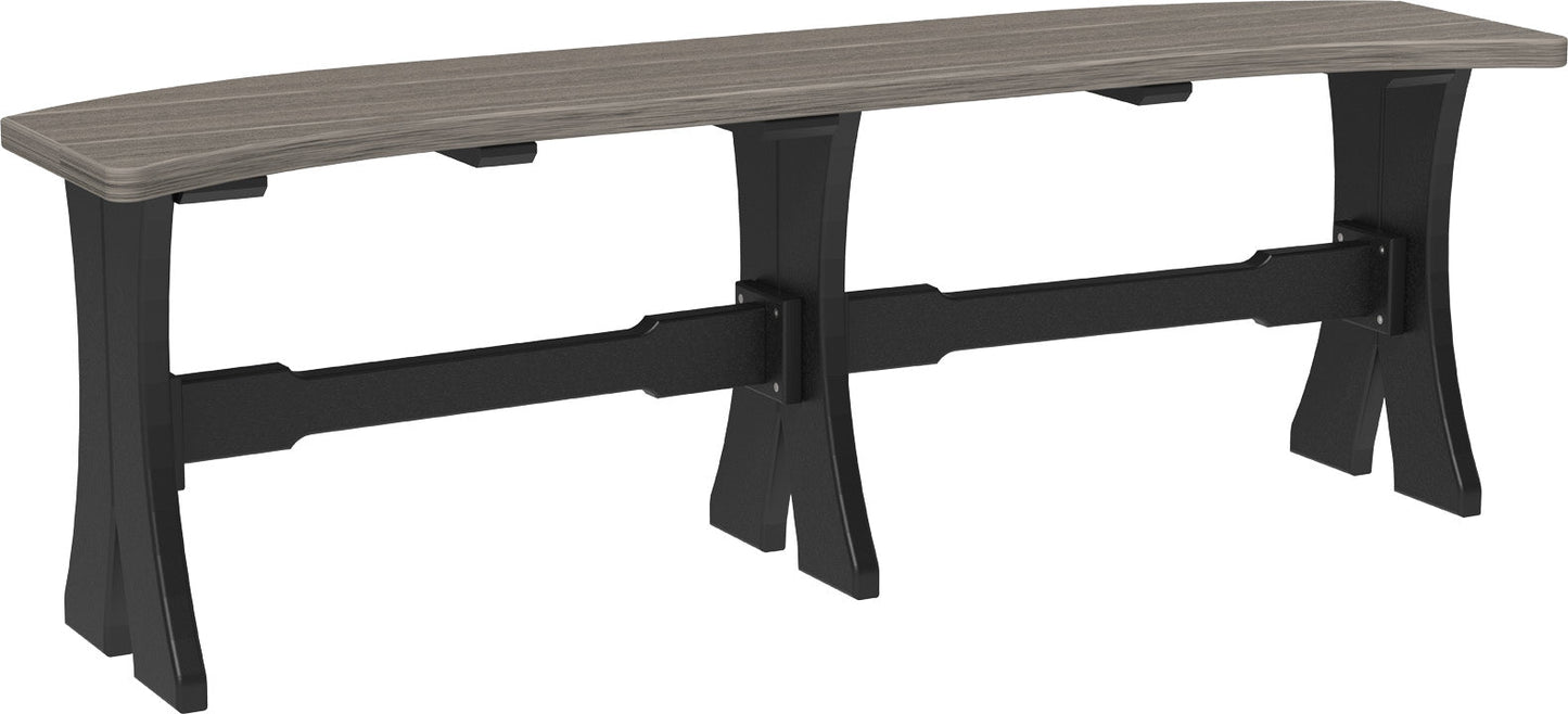 Sophisticated Coastal Gray & Black 52-inch Poly Wood Outdoor Table Bench displayed outdoors, offering a modern twist to classic outdoor seating arrangements.